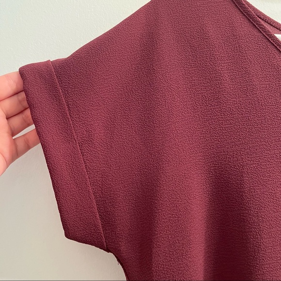 Pink Rose Burgundy Top with Rolled Sleeve Detail size S - Picture 2 of 5